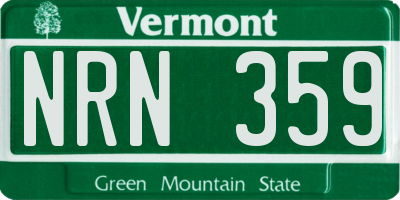 VT license plate NRN359
