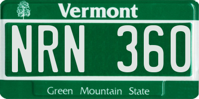 VT license plate NRN360