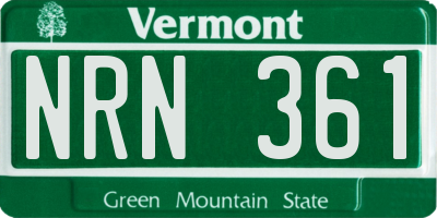 VT license plate NRN361