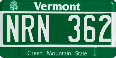 VT license plate NRN362