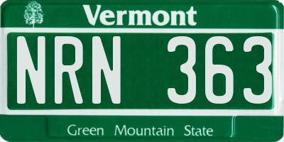 VT license plate NRN363