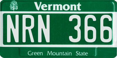 VT license plate NRN366