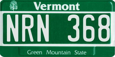 VT license plate NRN368