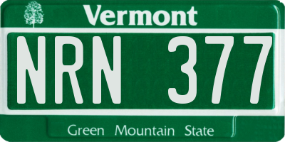 VT license plate NRN377