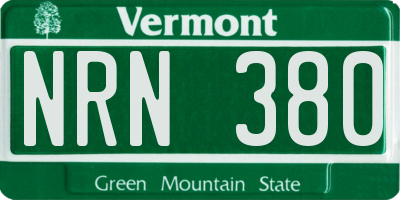 VT license plate NRN380
