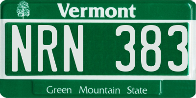 VT license plate NRN383
