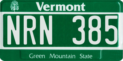VT license plate NRN385