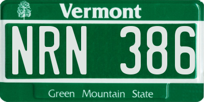 VT license plate NRN386