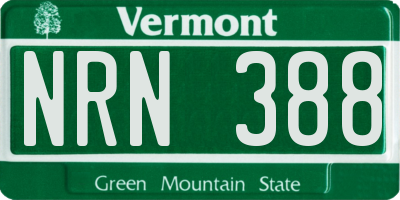 VT license plate NRN388