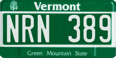 VT license plate NRN389