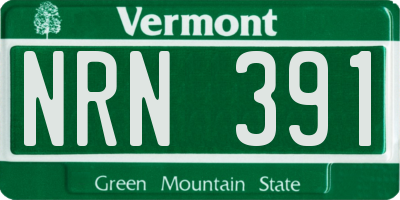 VT license plate NRN391