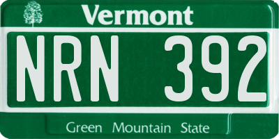 VT license plate NRN392