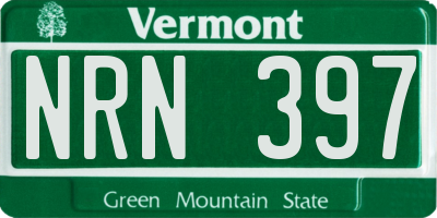 VT license plate NRN397
