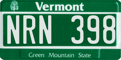 VT license plate NRN398