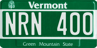 VT license plate NRN400