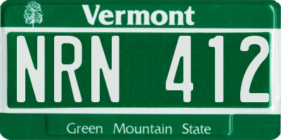 VT license plate NRN412
