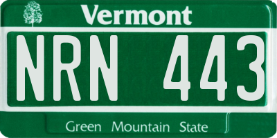 VT license plate NRN443