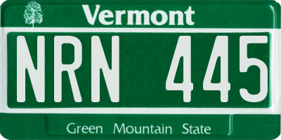 VT license plate NRN445