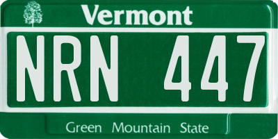 VT license plate NRN447