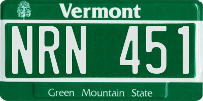 VT license plate NRN451