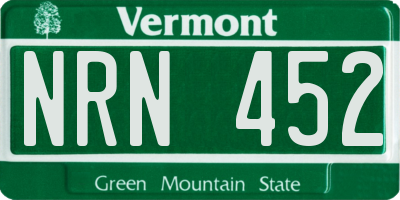 VT license plate NRN452