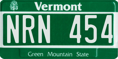 VT license plate NRN454