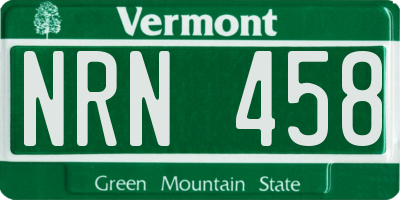 VT license plate NRN458