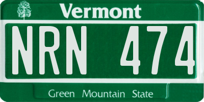 VT license plate NRN474