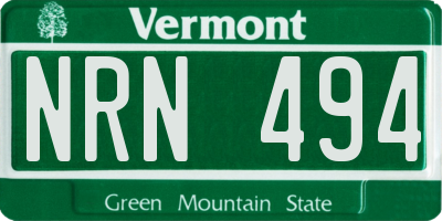 VT license plate NRN494