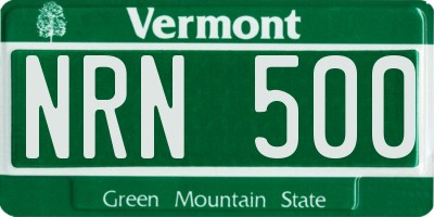 VT license plate NRN500