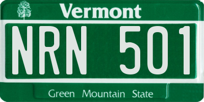 VT license plate NRN501