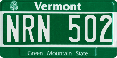 VT license plate NRN502