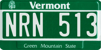 VT license plate NRN513