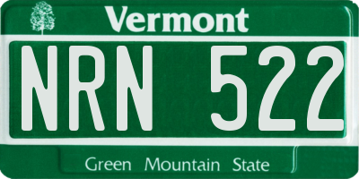 VT license plate NRN522