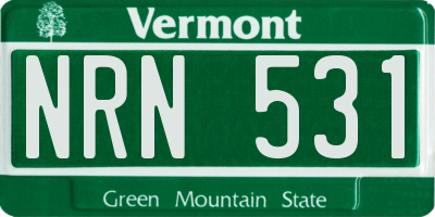 VT license plate NRN531