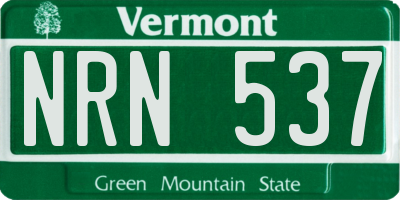 VT license plate NRN537