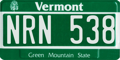 VT license plate NRN538