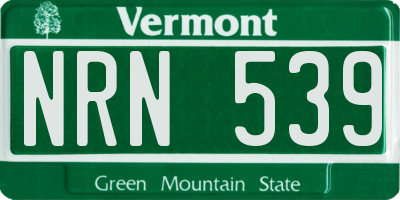 VT license plate NRN539