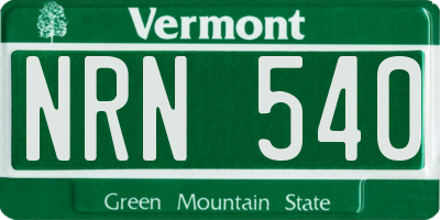 VT license plate NRN540