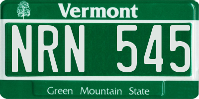 VT license plate NRN545