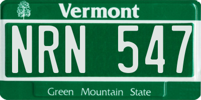 VT license plate NRN547