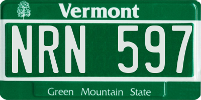 VT license plate NRN597
