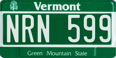 VT license plate NRN599