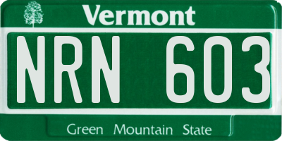 VT license plate NRN603