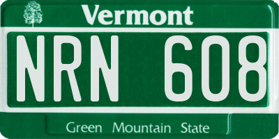VT license plate NRN608