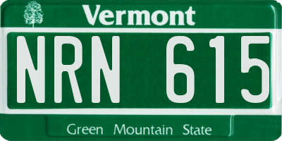 VT license plate NRN615