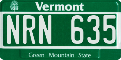 VT license plate NRN635