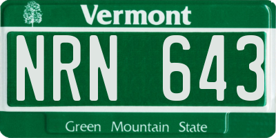 VT license plate NRN643