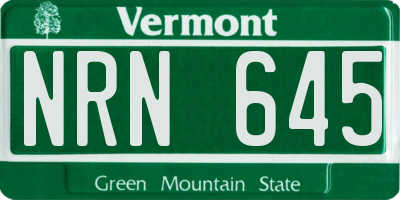 VT license plate NRN645