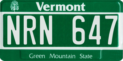 VT license plate NRN647